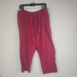 Polo Ralph Lauren Mens L Pajama Sleepwear Bottom Red Pants Blue Logos Drawstring